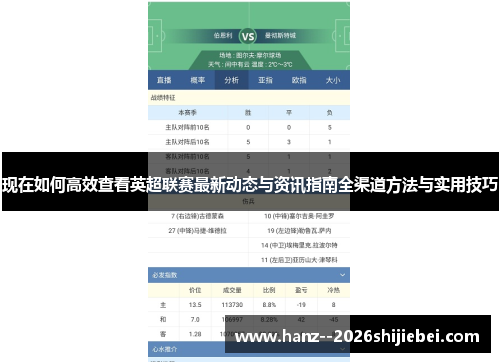 现在如何高效查看英超联赛最新动态与资讯指南全渠道方法与实用技巧 现在如何高效查看英超联赛最新动态与资讯指南全渠道方法与实用技巧